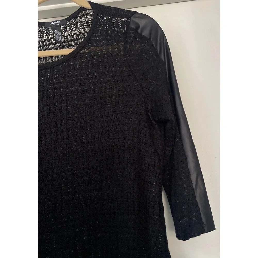 Alfani Petite Medium Women's Black Knit Sweater Pullover Long Sleeve RN 114068